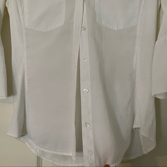James Perse Slub Side Panel Button Front Shirt in White Size 2 - Picture 2 of 9
